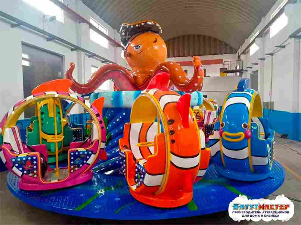 Аттракцион осьминог «Морские приключения» 9 кабинок, 18 мест 9,5×9,5×4,5 м