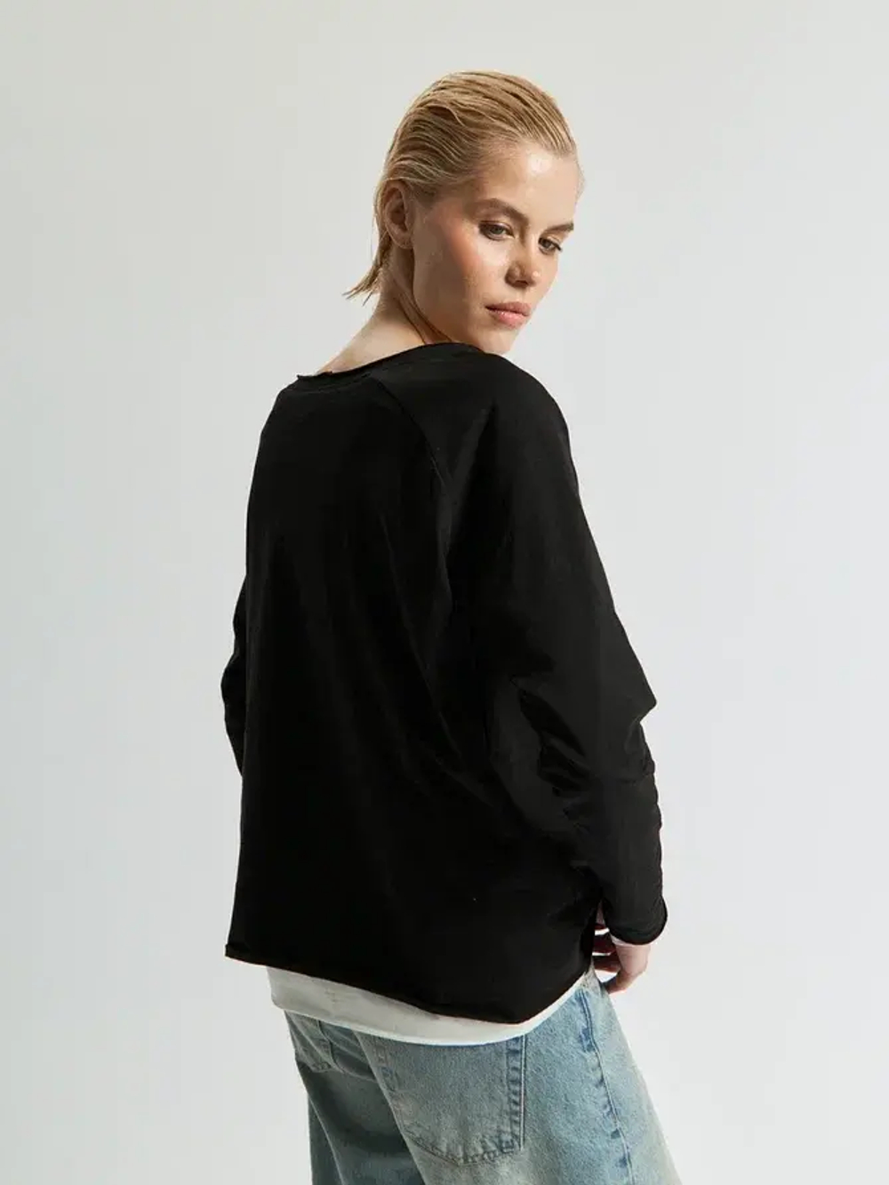 Лонгслив оверсайз реглан черный