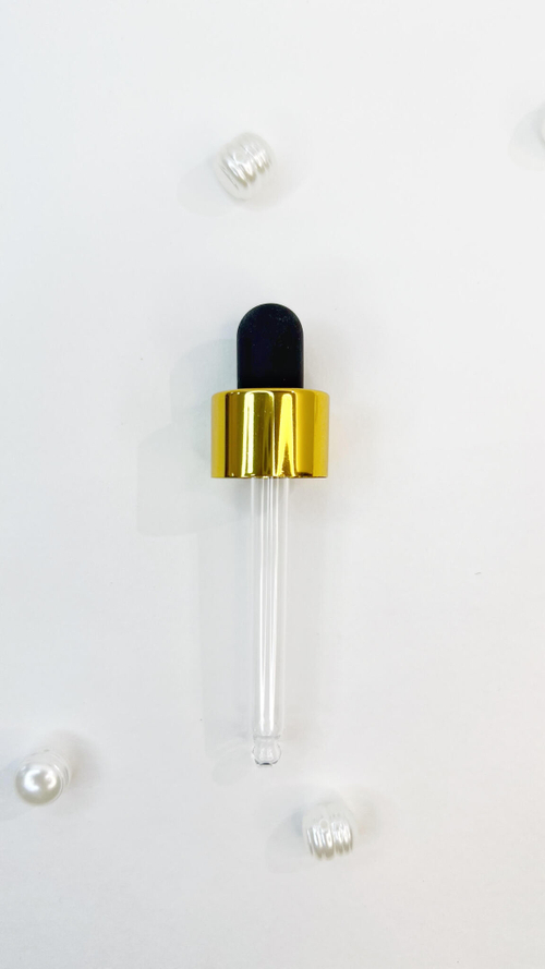 Комплект к флакону 15мл стекло (груша черная+крышка золото+пипетка стекло)