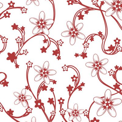 Китайский орнамент красный цветок на белом фоне.