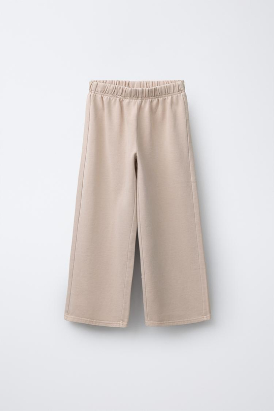 ZARA БРЮКИ WIDE LEG С ЭФФЕКТОМ ПОТЕРТОСТИ, ПУДРОВО-РОЗОВЫЙ