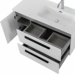Тумба с раковиной Cezares ECO-CER-N 100 ECO-CER-N-1000-2C-1A-SO-BL белая глянцевая