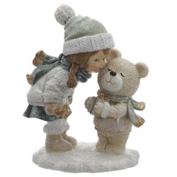 GAEM Фигурка декоративная "Девочка и медвежонок", L9 W6 H12 см, 2в.