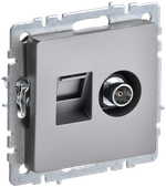 BRITE Розетка двойная TV+RJ45 кат.5E РТВ/РК12-БрС сталь IEK