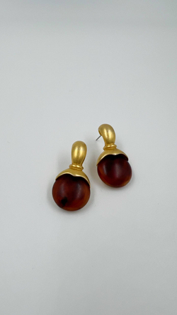Серьги с коричневыми вставками