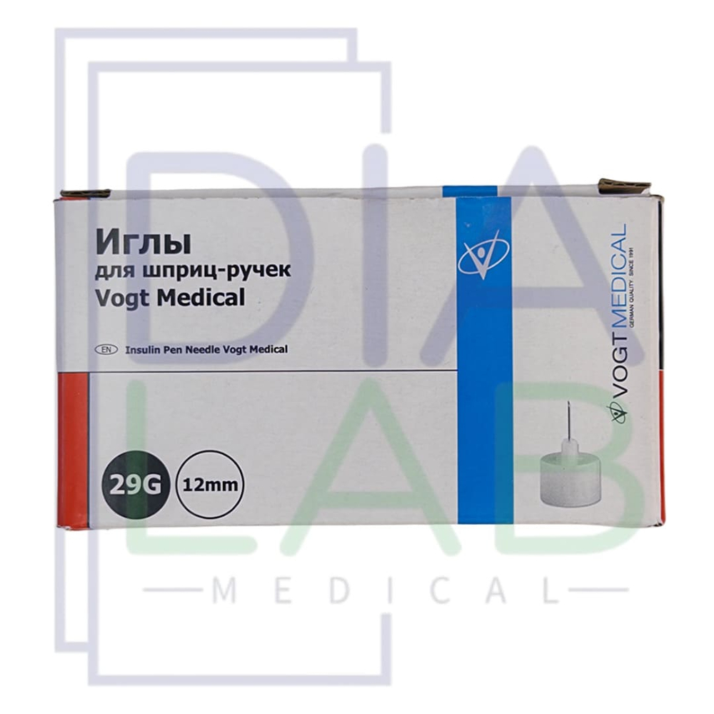 Иглы для шприц ручек 12мм 29G инсулиновые VOGT Medical 25 шт