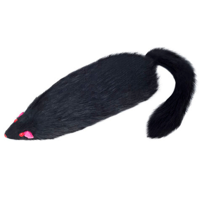 Игрушка для кошек "Мышь черная с пищалкой", 130-140мм (пакет 24шт.), Triol