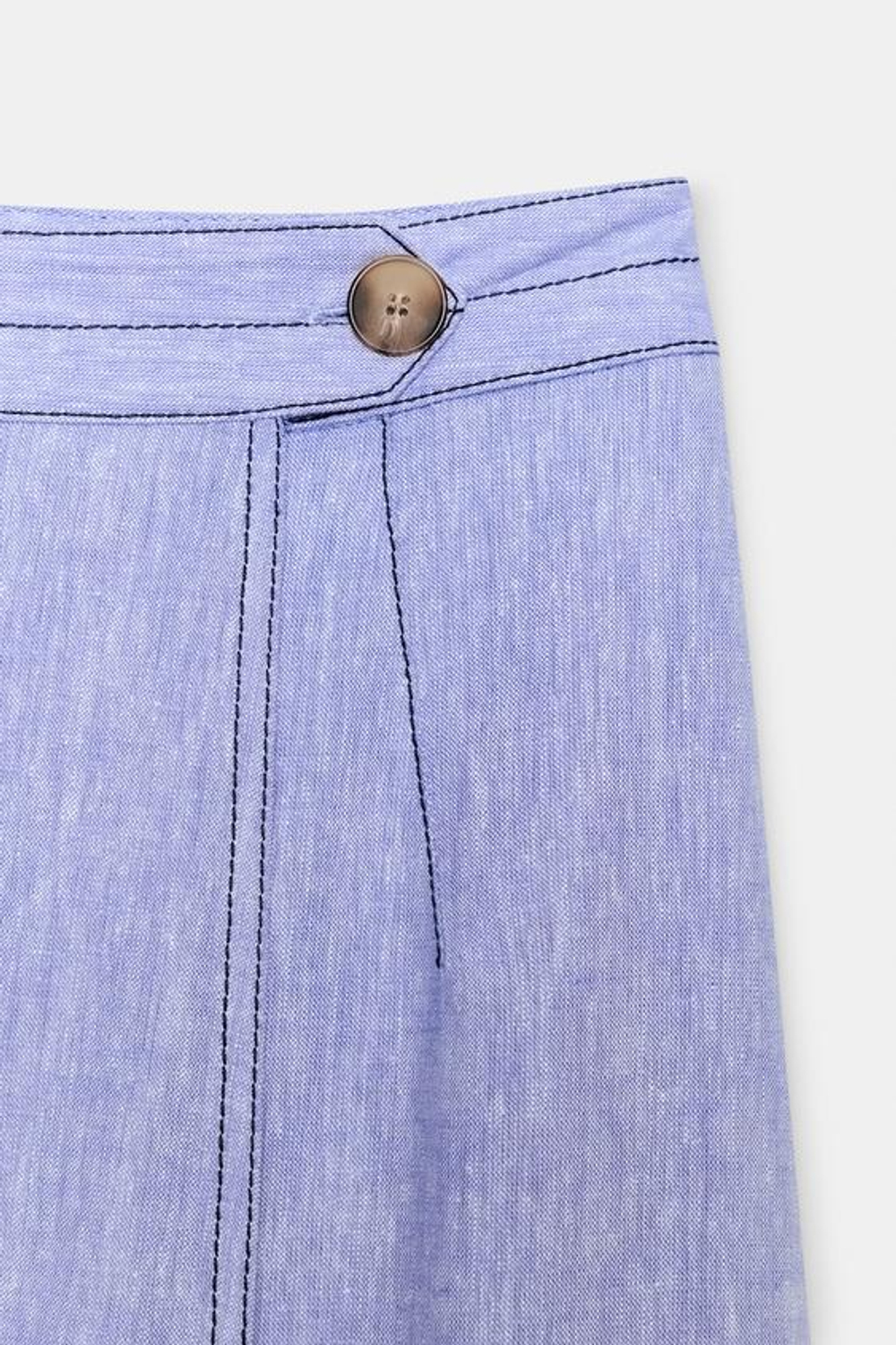 ZARA ЛЬНЯНАЯ ЮБКА НА ЗАПÁХЕ СО СТРОЧКОЙ, ГОЛУБОЙ