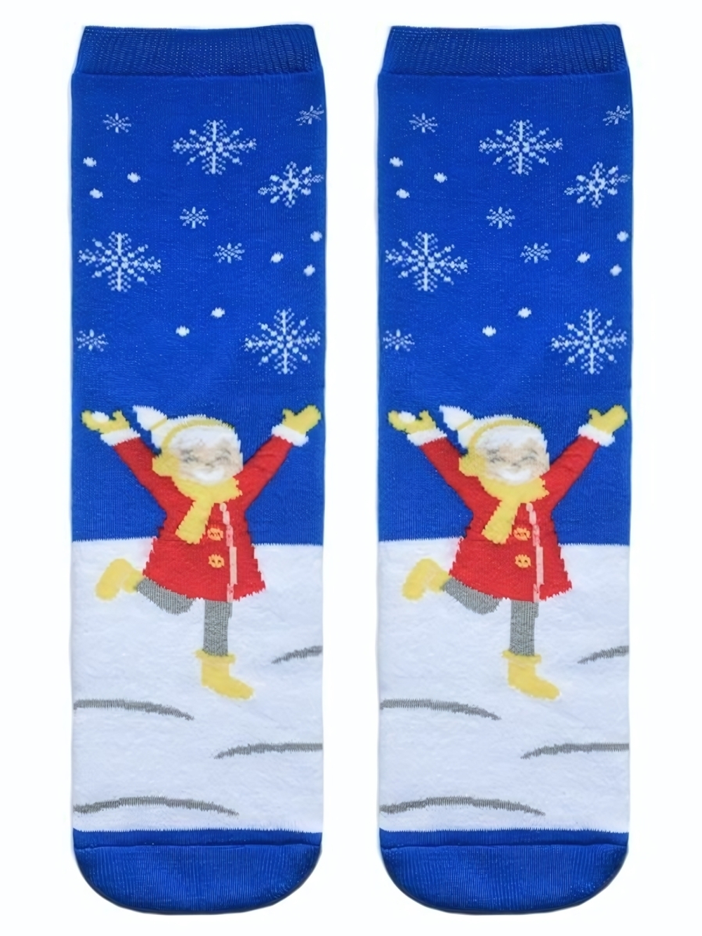 Махровые женские носки с рисунком в виде девочки Лапландия (Размер: 25) (Цвет: синий)
