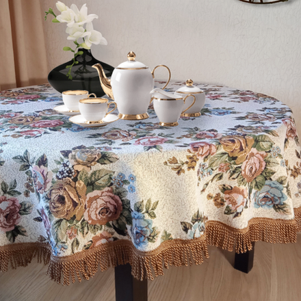 Скатерть гобеленовая круглая "D. БУКЕТ", Россия.