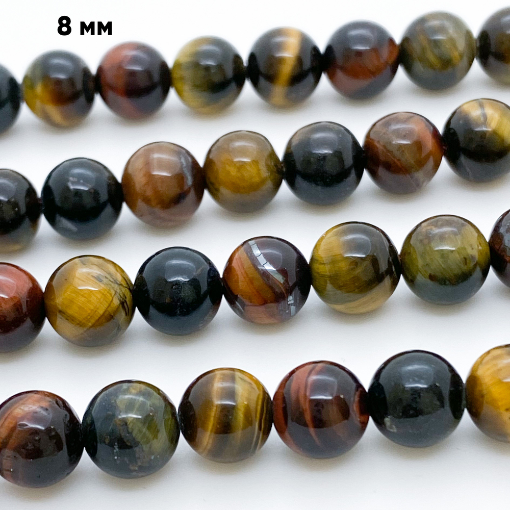 Тигровый+бычий+соколиный глаз бусины, диаметр 8,3-8,5 мм, цена цена за 22-23 шт (1/2 нити)