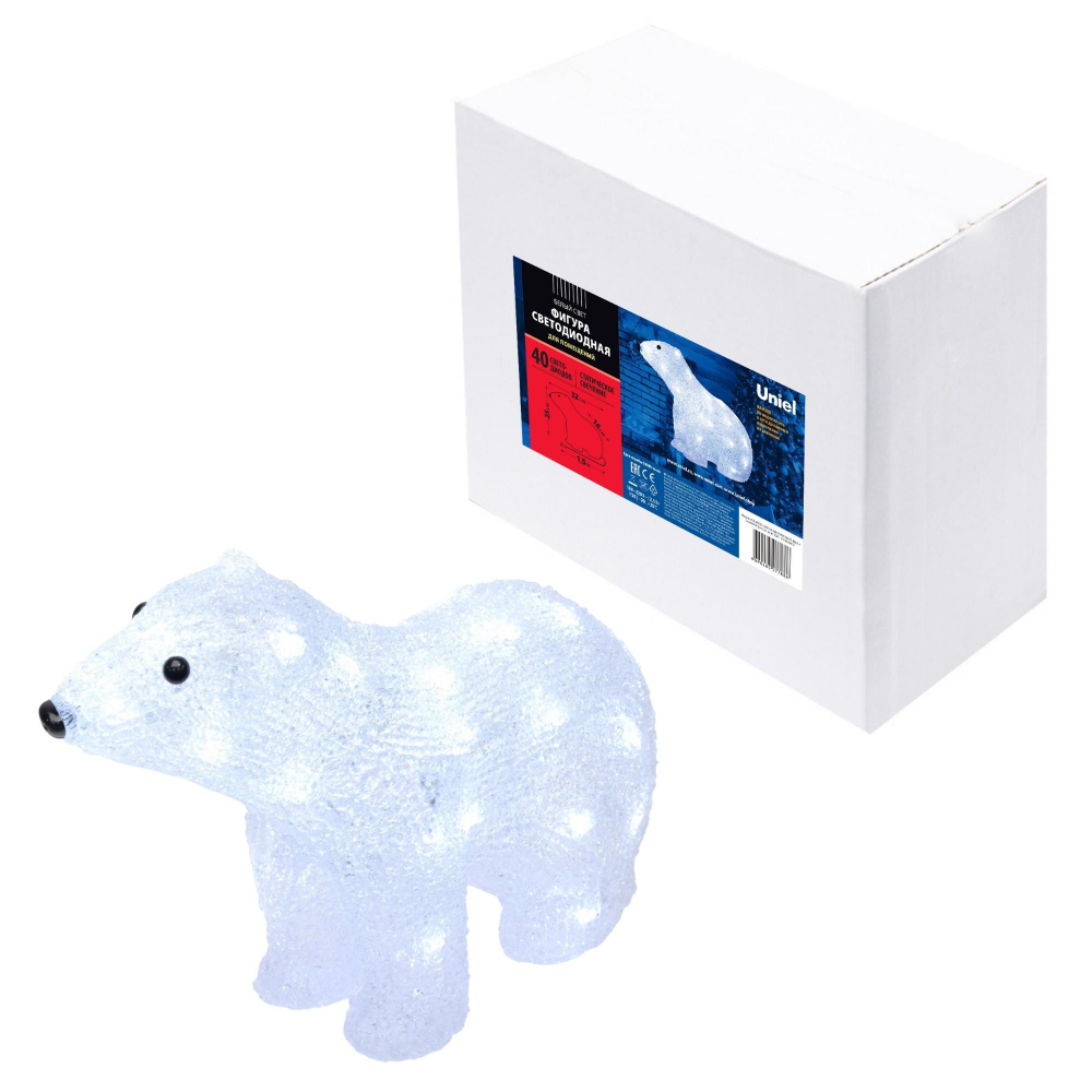 ULD-M3125-040/STA WHITE IP20 WHITE BEAR-4 Фигура светодиодная «Белый медведь-4», 40 светодиодов, размер 31*15*25 см, цвет свечения-белый, IP20. TM Uniel