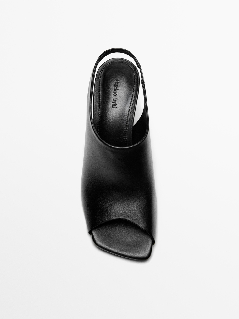 Massimo Dutti Кожаные сандалии на устойчивом каблуке, черный