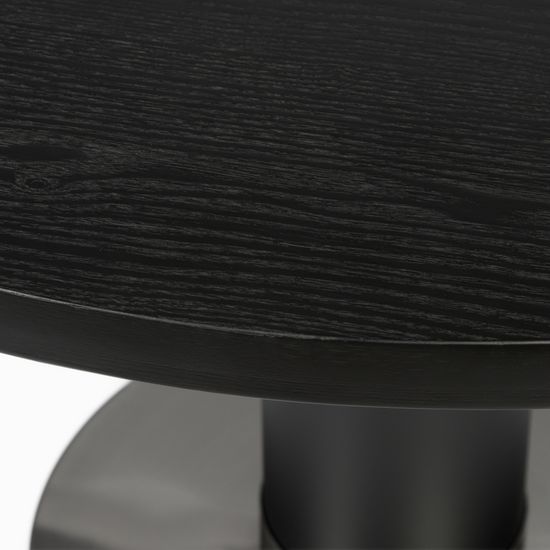 Обеденный стол Tru диаметр 120 черный, сталь нержавеющая и шпон дерева