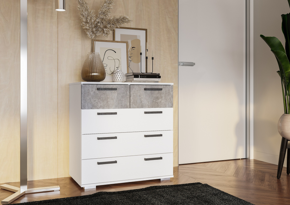 Комод Стандарт №5 NEW белый/цемент светлый