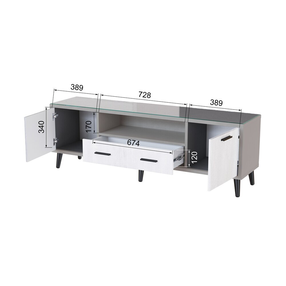 Тумба ТВ Ланс 1,6, Светло-серый