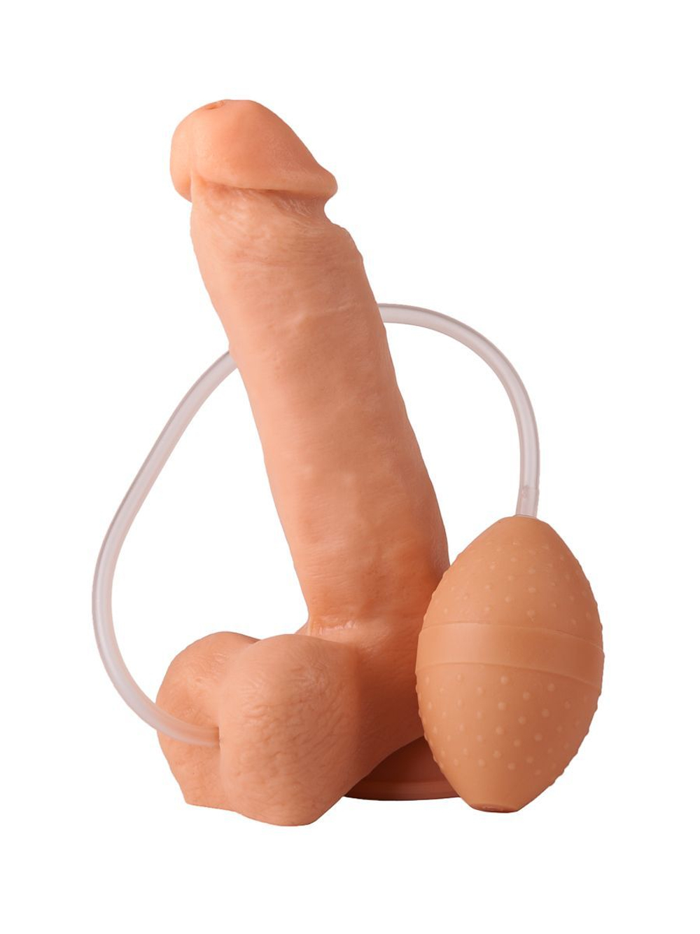 LOVETOY Realistic 19 см – фаллоимитатор на присоске с мошонкой и имитацией эякуляции, телесный