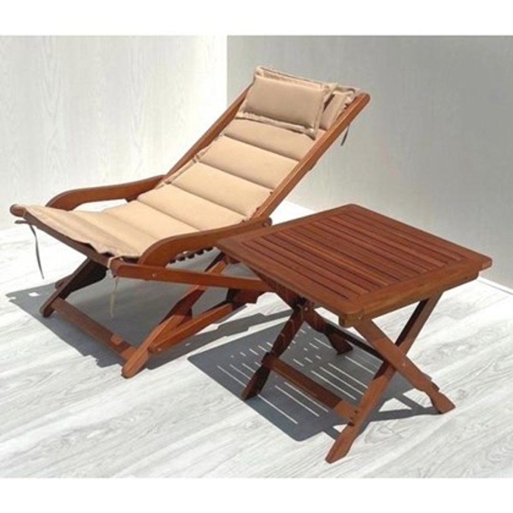 Складное кресло-шезлонг со столиком AFM-709A-T133 2pcs Beige