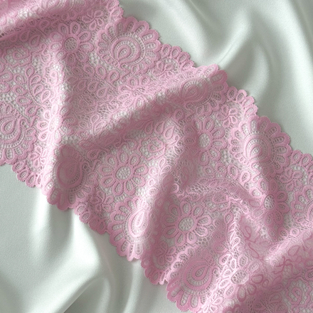 Кружево эластичное ЯРКИЙ РОЗОВЫЙ (коклюшки), 20см