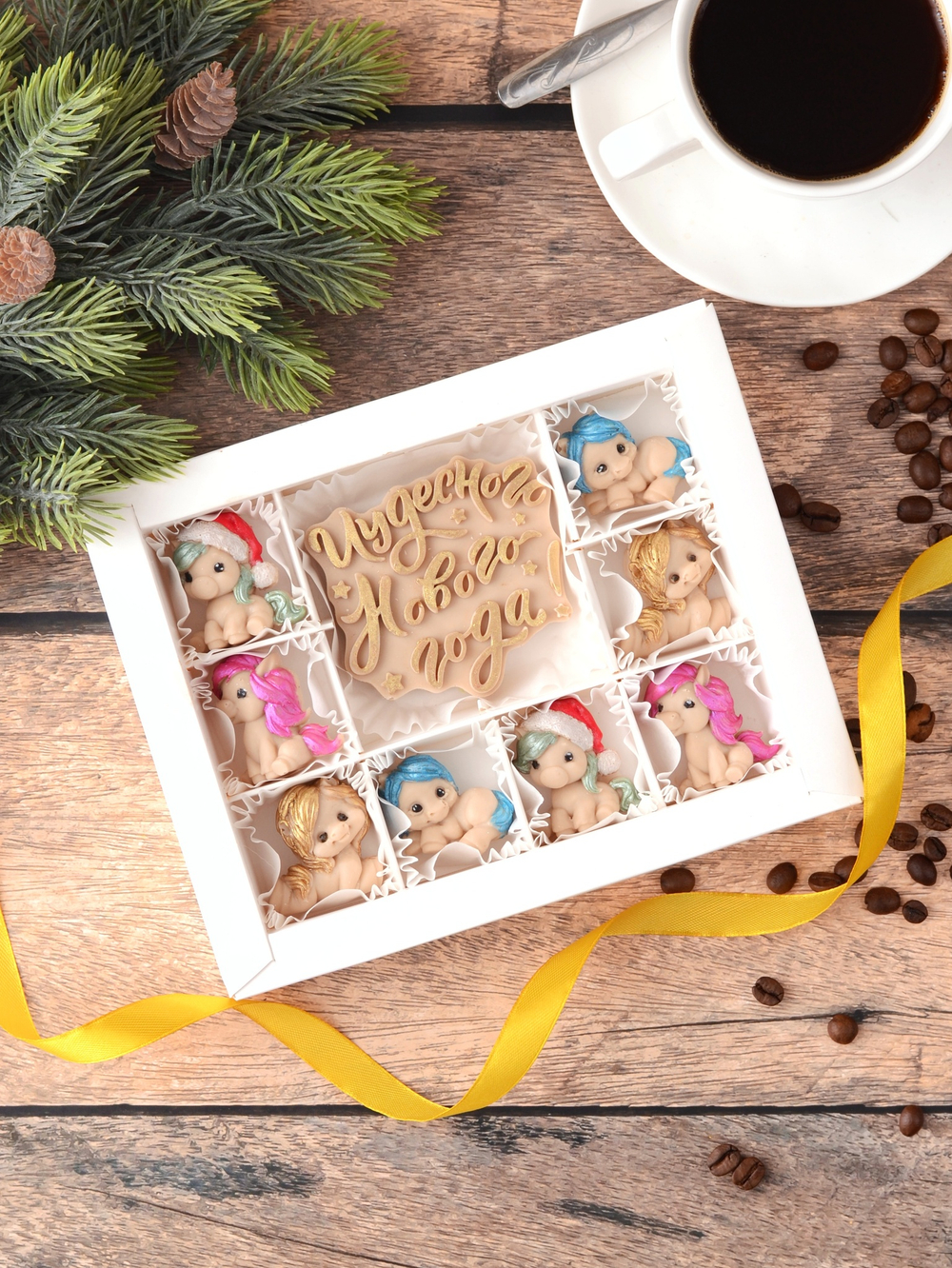 Набор из шоколада "Чудесного Нового Года" с лошадками #6
