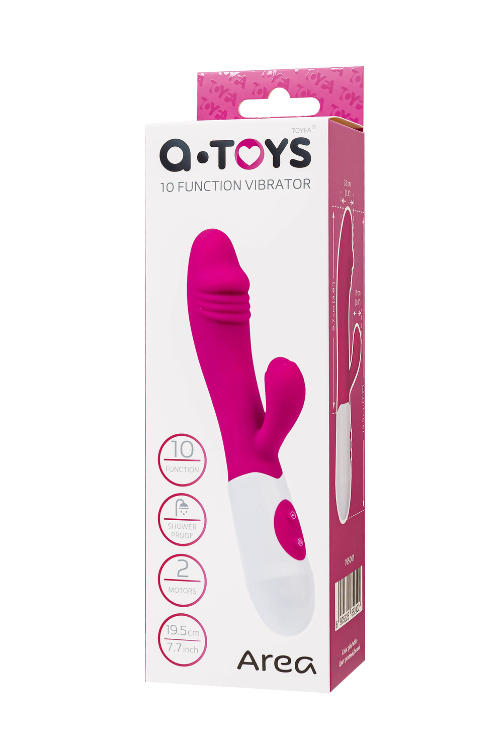 Вибратор с клиторальным стимулятором A-Toys by TOYFA Area, силикон, розовый, 19,5 см