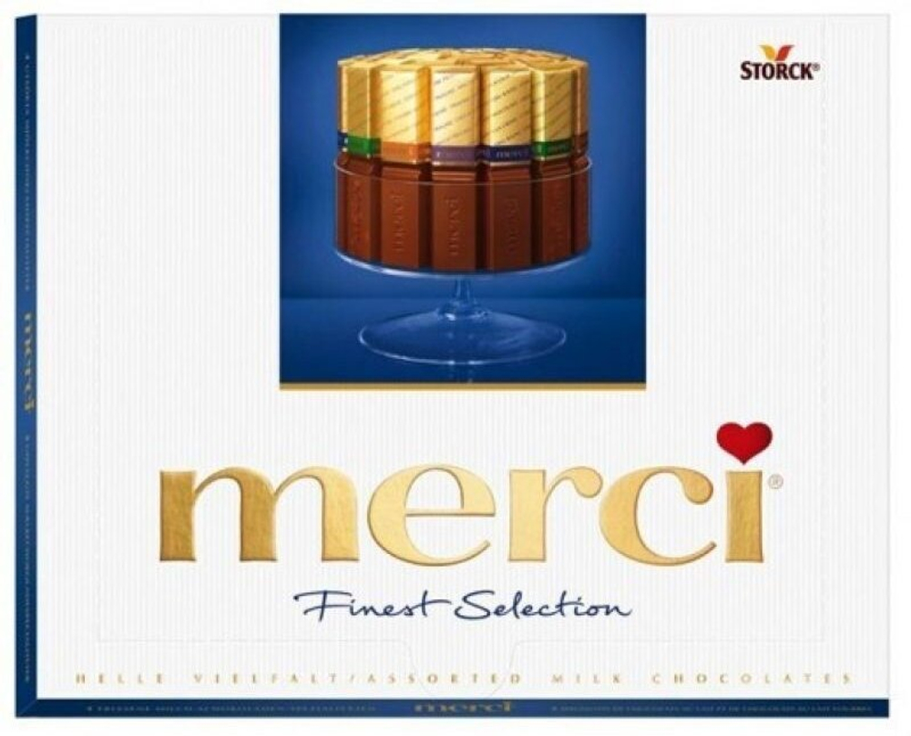 Конфеты MERCI ассорти из молочного шоколада, 250 г