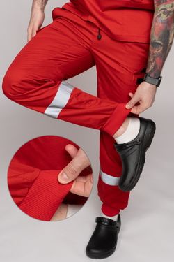 Брюки-джоггеры летние мужские Скорая помощь MedicLine цв. КРАСНЫЙ