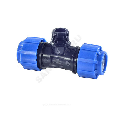 Тройник компрессионный ПЭ Дн 25х1/2"х25 НР Ру16 ТПК-АКВА 51251225
