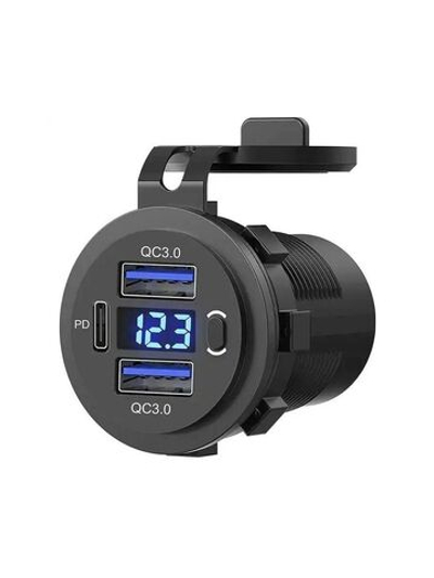 Розетка USB QC 3.0х2, PD с вольтметром и выключателем