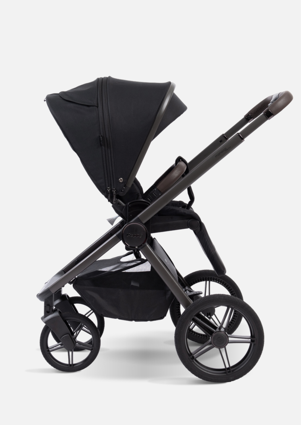 Peppy Коляска детская Monaco thermo 2 в 1 Black (черный), рама серо-коричневая