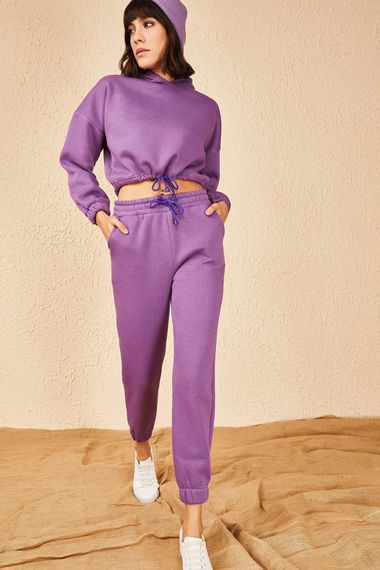 Qadın üçün beli ipli,pambıq,bənövşəyi idman dəsti bənövşəyi 10171010