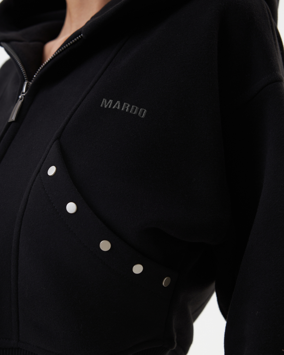 BLACK CROPPED HOODIE