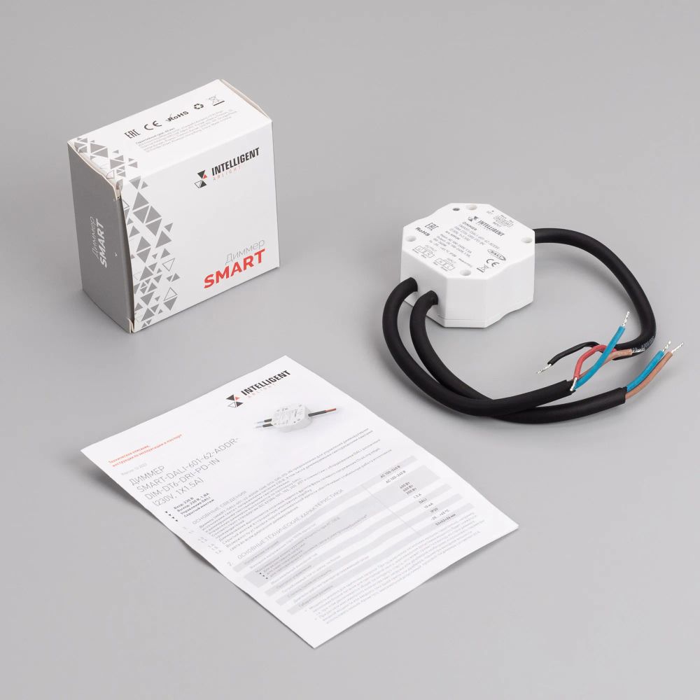 INTELLIGENT ARLIGHT Диммер SMART-DALI-601-62-ADDR-DIM-DT6-DRI-PD-IN (230V, 1x1.5A) (IARL, IP20 Пластик, 5 лет) 039135