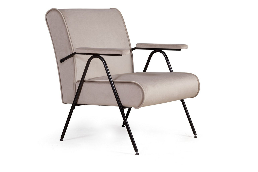 Кресло Andy с мягкими подлокотниками, бархат пепельно-бежевый 25