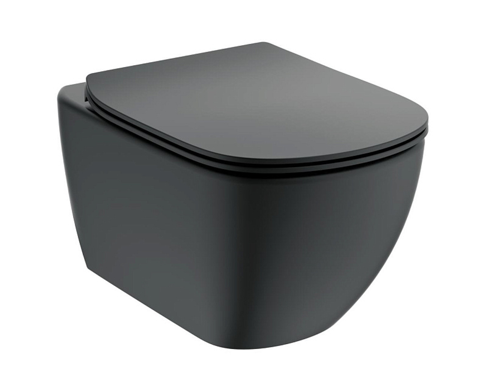Промо-комплект: Унитаз с инсталляцией Ideal Standard Tesi с сиденьем Микролифт, черный шелк (T3868V1)