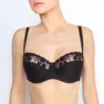 Бюстгальтер-балконет с красивой цветочной вышивкой (Размер: 85B) (Цвет: черный)
