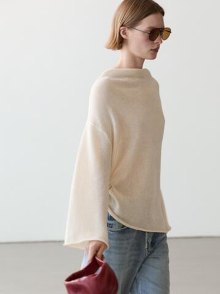 Massimo Dutti Тонкий свитер, бежевый