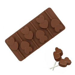 Форма силиконовая  «Леденцы сердечки двойные» 6 ячеек