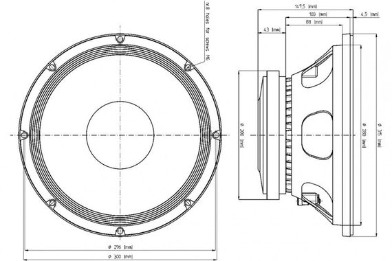 EighteenSound 12MB700/8 среднебасовый динамик, диаметр 12 дюймов, 450Вт