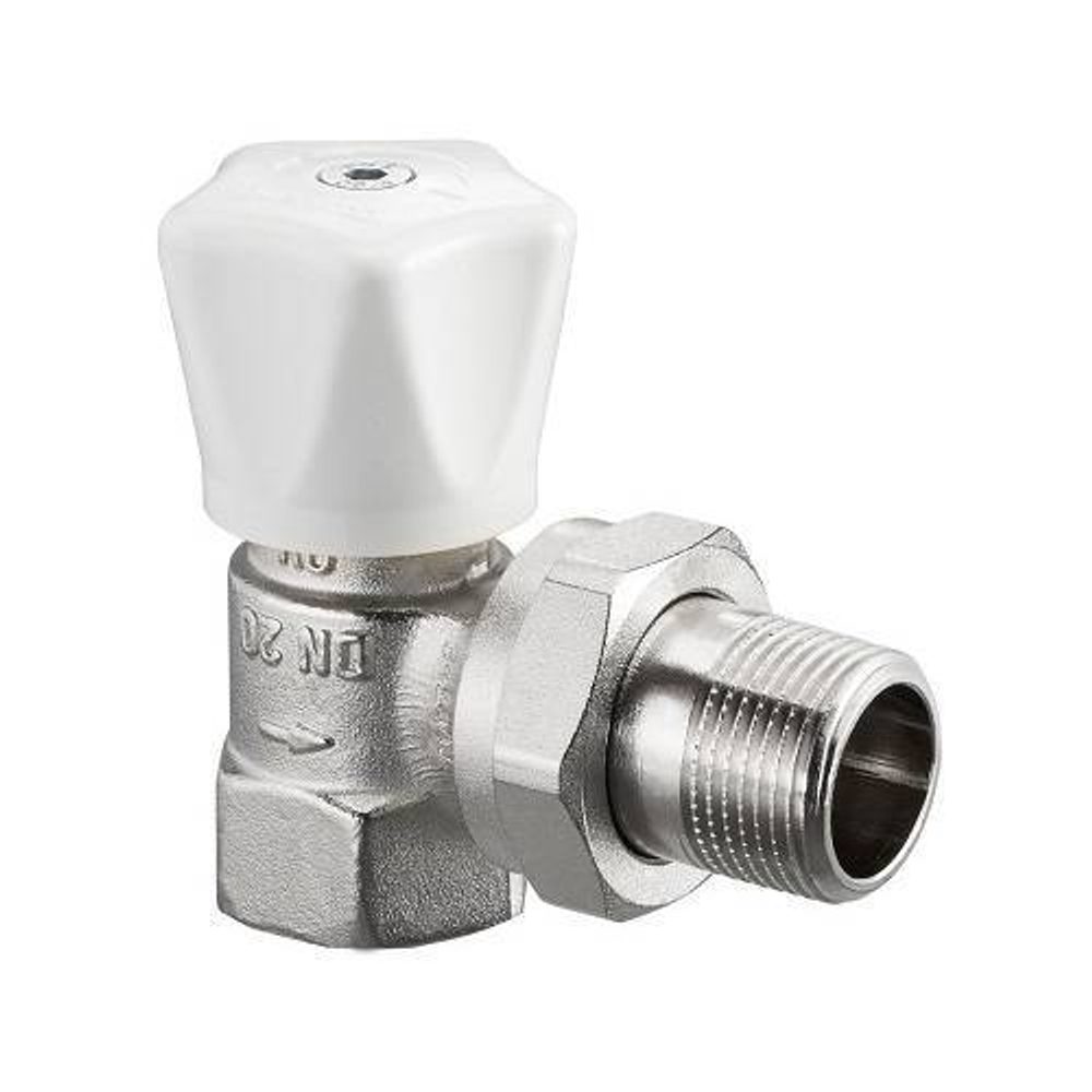 Вентиль ручной регулировки угловой укороченный Oventrop HRV - 1/2" (ВР/НР-американка, PN10, t120°C)