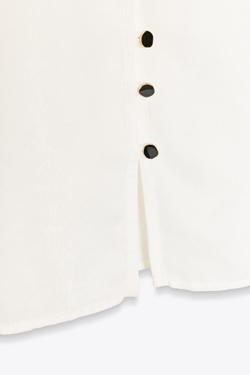 ZARA РУБАШКА С ПОДПЛЕЧНИКАМИ, ЖЕЛТОВАТО-БЕЛЫЙ