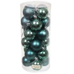 Новогодние шары 5 см (набор 24 шт) «Микс фактур», темный нефрит