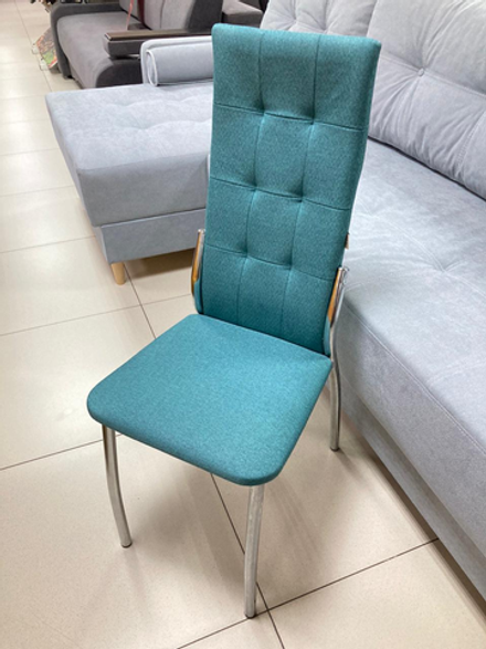 Стул Хилтон каркас хром квадрат основание рогожка бирюзовая