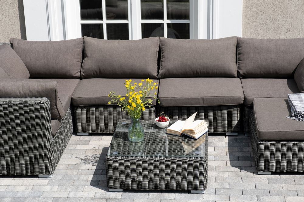 "Лунго" трансформирующаяся лаунж-зона из искусственного ротанга, цвет графит