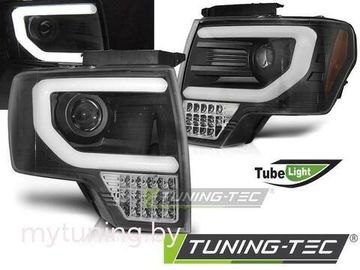 Передние фары Tube Light для Ford F150 XII (08-14) черные