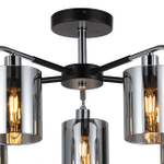 Потолочный светильник 5x40Вт E14, металл/стекло, чёрный/хром/дымчатый плафон