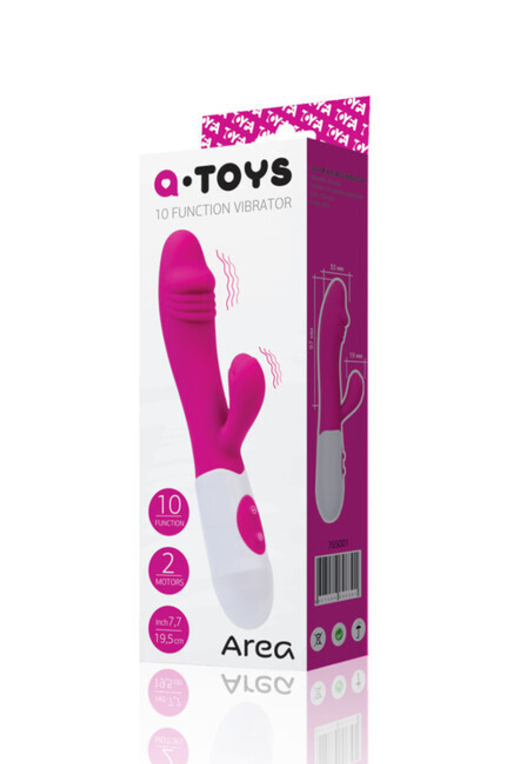 Вибратор для G-точки с клиторальным стимулятором A-Toys Area (10 режимов,18.5 см) (Цвет: розовый с белым)