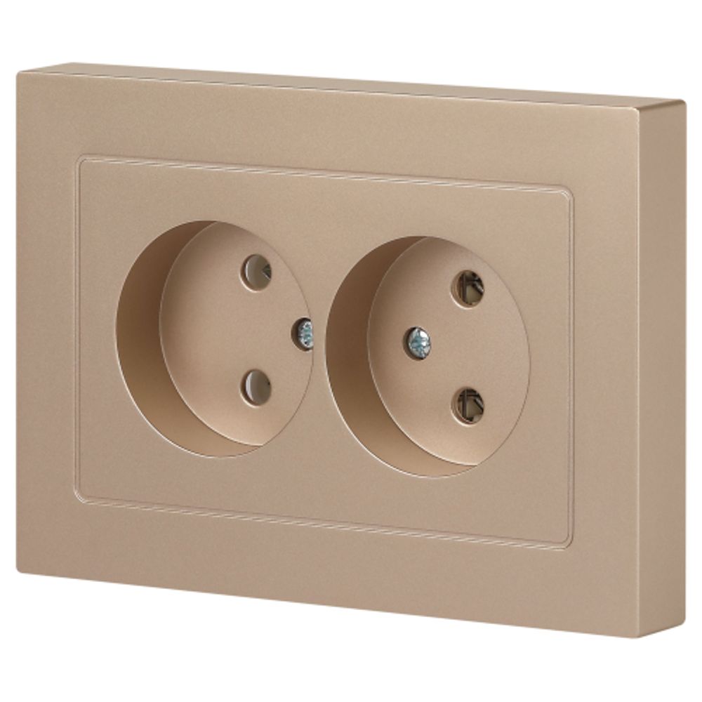 Розетка Intro Accent 6-204-04 2х2P, 16А-250В, IP20, СУ, AL/CU, шампань | Intro