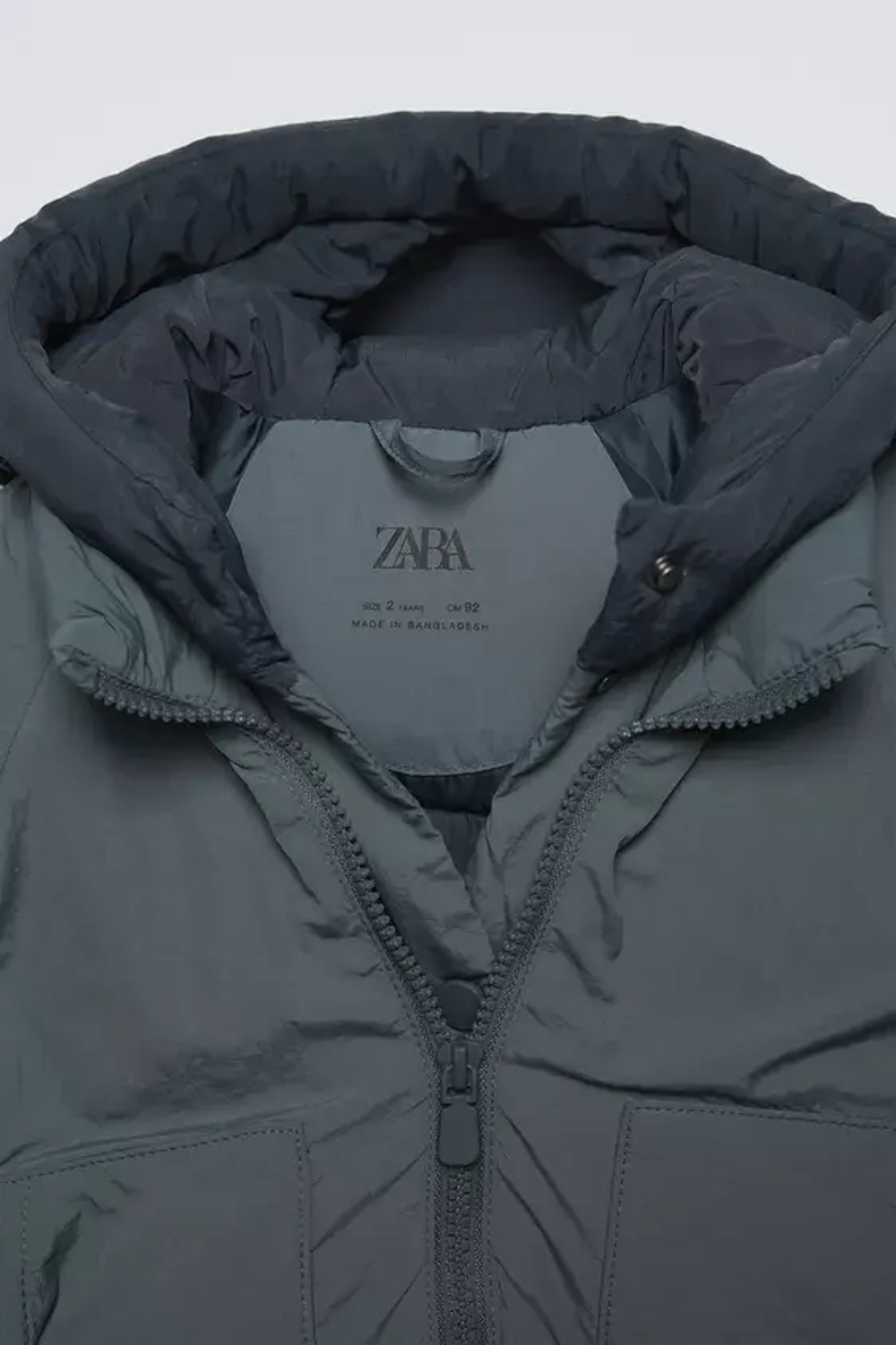 ZARA СТЕГАНАЯ КУРТКА WATER REPELLENT, СИНЕВАТЫЙ