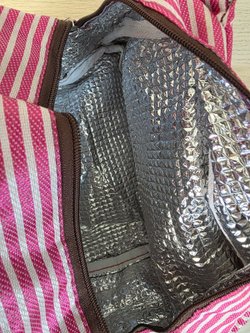 Термосумка для обеда, розовая в полоску 0331-4